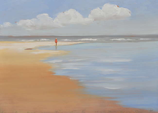 Jan Groenhart - rood jasje op het strand